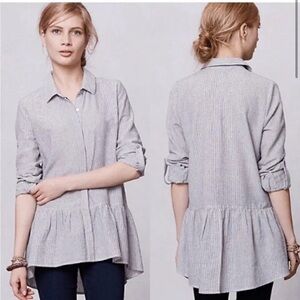 Anthropologie Gray Striped Tunic